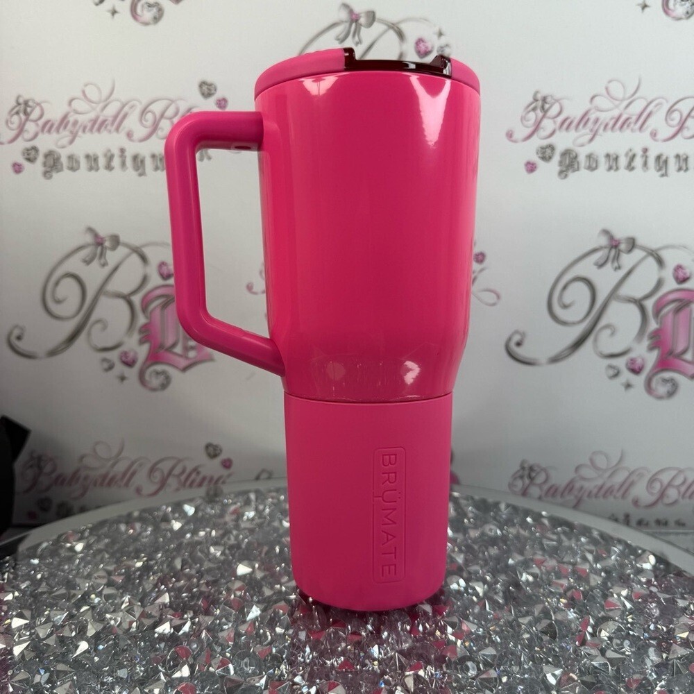 Brumate cup MUV 35 oz neon Hot Pink Insulated Travel Mug with Handle non spill